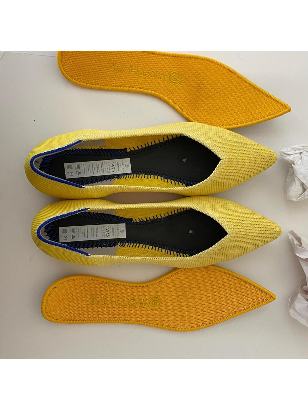 Rothy's The Point Lemon Yellow Flats Pointed Toe Women's Size 7.5 NWOT - Picture 3 of 5